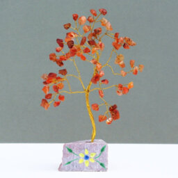 Serenityy Carnelian Gemstone Tree - 80 Stones, Orange Decorative Ornament On Gemstone Rock Base - thumbnail 1