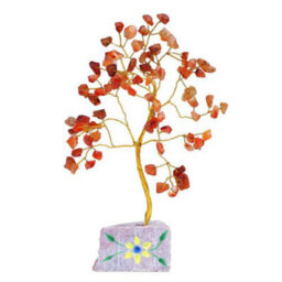 Serenityy Carnelian Gemstone Tree - 80 Stones, Orange Decorative Ornament On Gemstone Rock Base - thumbnail 2