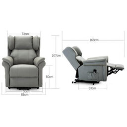 More4Homes Rise Recliner Chair With Single Motor, Remote Control, Pocket Storage And Wingback Design In Grey Bonded Leather - thumbnail 9