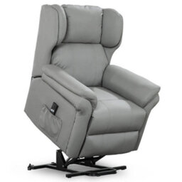 More4Homes Rise Recliner Chair With Single Motor, Remote Control, Pocket Storage And Wingback Design In Grey Bonded Leather - thumbnail 4