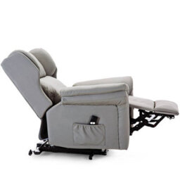 More4Homes Rise Recliner Chair With Single Motor, Remote Control, Pocket Storage And Wingback Design In Grey Bonded Leather - thumbnail 3