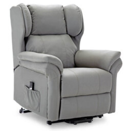 More4Homes Rise Recliner Chair With Single Motor, Remote Control, Pocket Storage And Wingback Design In Grey Bonded Leather - thumbnail 2