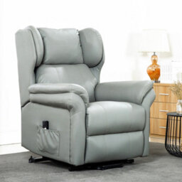 More4Homes Rise Recliner Chair With Single Motor, Remote Control, Pocket Storage And Wingback Design In Grey Bonded Leather - thumbnail 7