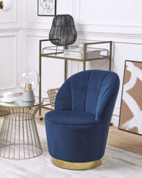 Beliani Armchair Alby Velvet Dark Blue - thumbnail 2