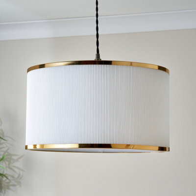 Harbour Studio Brannah White Brass Effect Pleats Cylinder Light Shade (D)40Cm - image 1