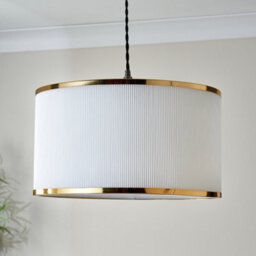 Harbour Studio Brannah White Brass Effect Pleats Cylinder Light Shade (D)40Cm - thumbnail 1