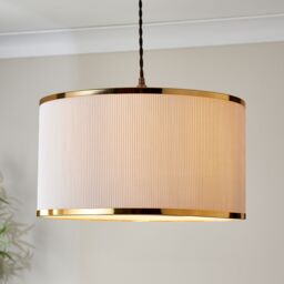Harbour Studio Brannah White Brass Effect Pleats Cylinder Light Shade (D)40Cm - thumbnail 6