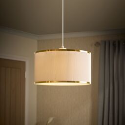 Harbour Studio Brannah White Brass Effect Pleats Cylinder Light Shade (D)40Cm - thumbnail 8