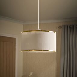 Harbour Studio Brannah White Brass Effect Pleats Cylinder Light Shade (D)40Cm - thumbnail 9