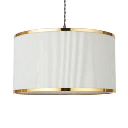 Harbour Studio Brannah White Brass Effect Pleats Cylinder Light Shade (D)40Cm - thumbnail 2