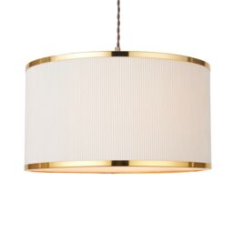 Harbour Studio Brannah White Brass Effect Pleats Cylinder Light Shade (D)40Cm - thumbnail 3
