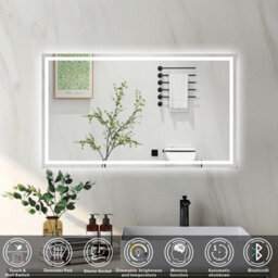 Probaty Bathrooms Bathroom 3 Colors Backlit Led Mirror 1400X800mm With Bluetooth Shaver Socket Memory Function,anti-Fog Wall Mounted Vanity Mirror - thumbnail 2