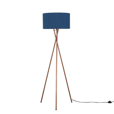 Valuelights Camden Copper Tripod Floor Lamp With Navy Drum Shade - image 1