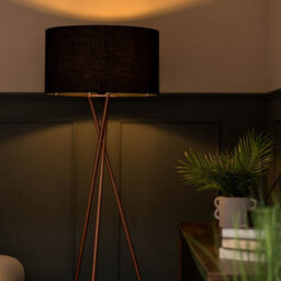 Valuelights Camden Copper Tripod Floor Lamp With Navy Drum Shade - thumbnail 2