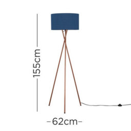 Valuelights Camden Copper Tripod Floor Lamp With Navy Drum Shade - thumbnail 7