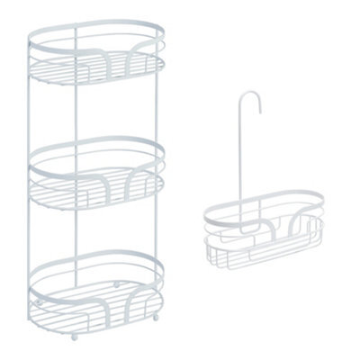 Showerdrape Dante White Freestanding Floor Caddy And Mini Shower Caddy - image 1