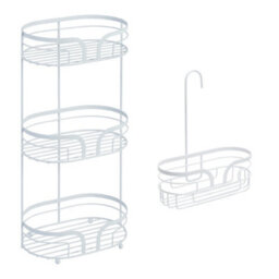 Showerdrape Dante White Freestanding Floor Caddy And Mini Shower Caddy - thumbnail 1