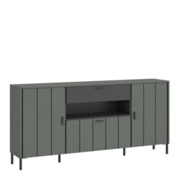 Wyld Haus Elowynd Olive Green And Anthracite Panelled Sideboard 3-Door 1-Drawer - thumbnail 2