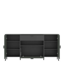 Wyld Haus Elowynd Olive Green And Anthracite Panelled Sideboard 3-Door 1-Drawer - thumbnail 3