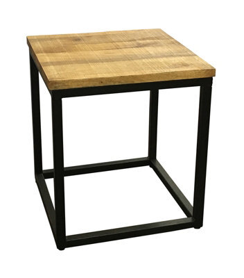 Buttercup Farm Industrial Side Table - Sawn Finish - Mango Wood/iron - L45 X W45 X H50 Cm - Pp Sawn Finish