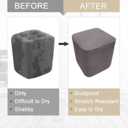 Square Pouf Cover 40X40 Cm, Stretchable Ottoman To Protect Your Footrest, With Elasticated Bottom, Washable - thumbnail 4