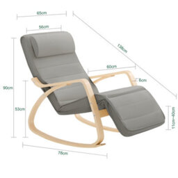 Sobuy Fst16-Dg, Rocking Chair Relax Lounge Chair With Cushion Recliner With Headrest And Adjustable Footrest, Grey - thumbnail 3