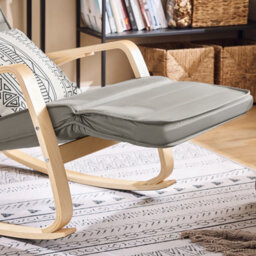 Sobuy Fst16-Dg, Rocking Chair Relax Lounge Chair With Cushion Recliner With Headrest And Adjustable Footrest, Grey - thumbnail 6