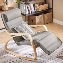 Sobuy Fst16-Dg, Rocking Chair Relax Lounge Chair With Cushion Recliner With Headrest And Adjustable Footrest, Grey - thumbnail 9