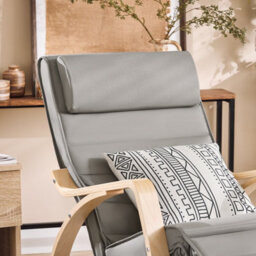 Sobuy Fst16-Dg, Rocking Chair Relax Lounge Chair With Cushion Recliner With Headrest And Adjustable Footrest, Grey - thumbnail 4
