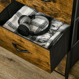Homcom Bedroom Chest Of Drawers With 5 Fabric Drawers, Open Shelf, Rustic Brown - thumbnail 9