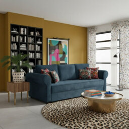 Olimpia Corduroy Sofa Bed With Storage Dl Pull Out Sleeping Function Freestanding Back 234X92X92Cm Blue - thumbnail 2