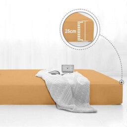 Bedlooms Double Fitted Sheet 25Cm Extra Deep - Soft Microfiber Deep Pocket Elasticated Bed Fitted Sheets Ochre, 137X190 Cm - thumbnail 3