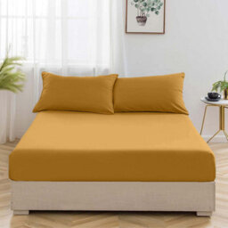 Bedlooms Double Fitted Sheet 25Cm Extra Deep - Soft Microfiber Deep Pocket Elasticated Bed Fitted Sheets Ochre, 137X190 Cm - thumbnail 2