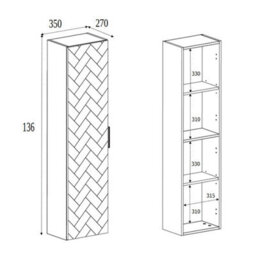 Heze Furniture Trend Herringbone Pattern Door Tall Bathroom Cabinet - White - thumbnail 7