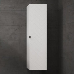 Heze Furniture Trend Herringbone Pattern Door Tall Bathroom Cabinet - White