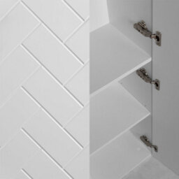 Heze Furniture Trend Herringbone Pattern Door Tall Bathroom Cabinet - White - thumbnail 5