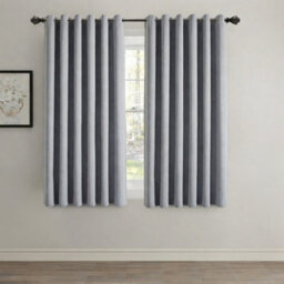 Aspire Homeware Grey Linen 100% Blackout Curtain Thermal Insulated Eyelet Curtain Pair (W)117Cm X (D)137 With Tie Back - thumbnail 1
