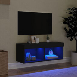 Walplus Tv Cabinet With Led Lights Black 80X30X30 Cm - thumbnail 3