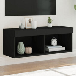 Walplus Tv Cabinet With Led Lights Black 80X30X30 Cm - thumbnail 1