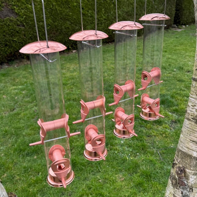 Selections Copper Style Hanging Bird Seed Feeder With 4 Feeding Ports (Set Of 4) - image 1