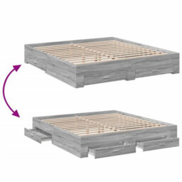Berkfield Bed Frame With Drawers Without Mattress Grey Sonoma 200X200 Cm - thumbnail 7