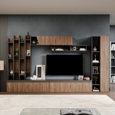 Decorotika Wien Moduler Modern Tv Unit Wall Mount Customizable Layout Black Alina - image 1