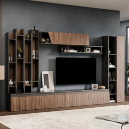 Decorotika Wien Moduler Modern Tv Unit Wall Mount Customizable Layout Black Alina - thumbnail 3