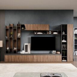Decorotika Wien Moduler Modern Tv Unit Wall Mount Customizable Layout Black Alina - thumbnail 1