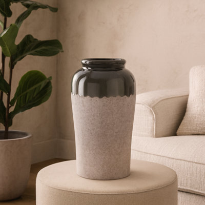 Wyld Haus Meadowthorn Grey Ombre Glazed Ceramic Floor Vase 380mm - image 1
