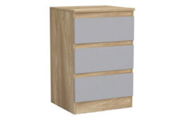 Urbn-Living Urbnliving 62Cm Height 3 Drawers Modern Chest Of Drawers Bedside Table For Living Room Office Hallway Oak & Grey - thumbnail 2