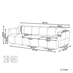 Beliani Modular Sofa 3 Seater Maksaberg Fabric Beige - thumbnail 3