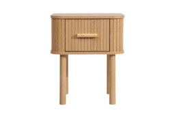 1 Oak Brown Drawer Wooden Fluted Bedside Axel Birlea - thumbnail 6