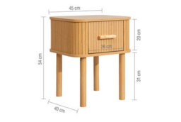 1 Oak Brown Drawer Wooden Fluted Bedside Axel Birlea - thumbnail 9