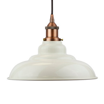Clay White St Edmund's Painted Dome Pendant Light With Matt Antique Copper Lamp Holder And Black Round Cable - Se Home - image 1